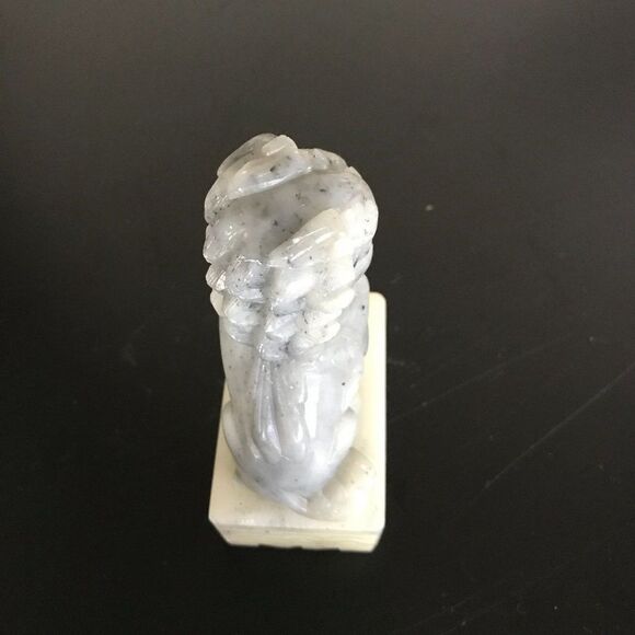 Vintage Carved Gray Grey Quartz Chinese Foo Dog Figurine Statue Decor - Picture 2 of 6